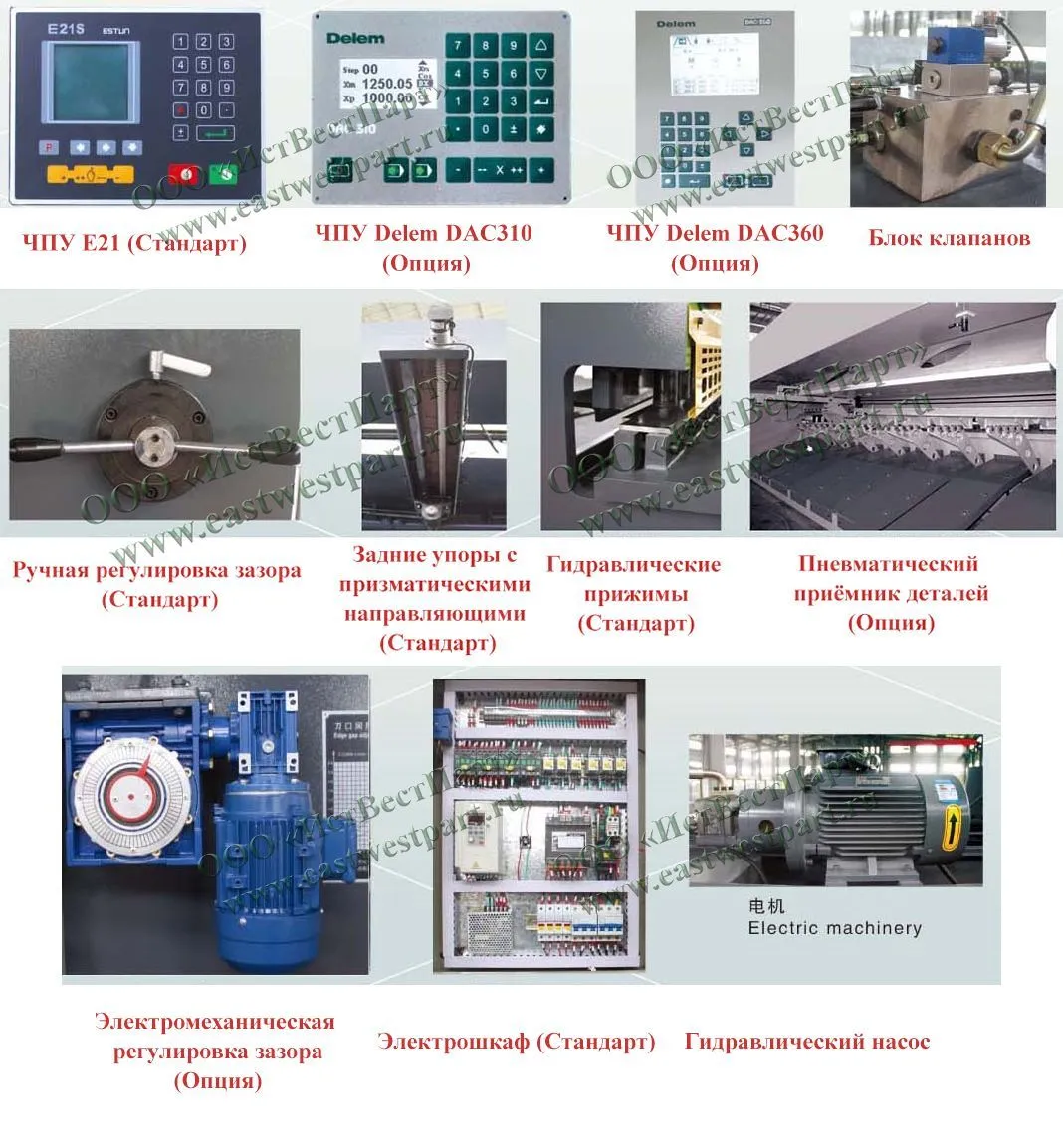 Внешний вид узлов и дополнительных опций: